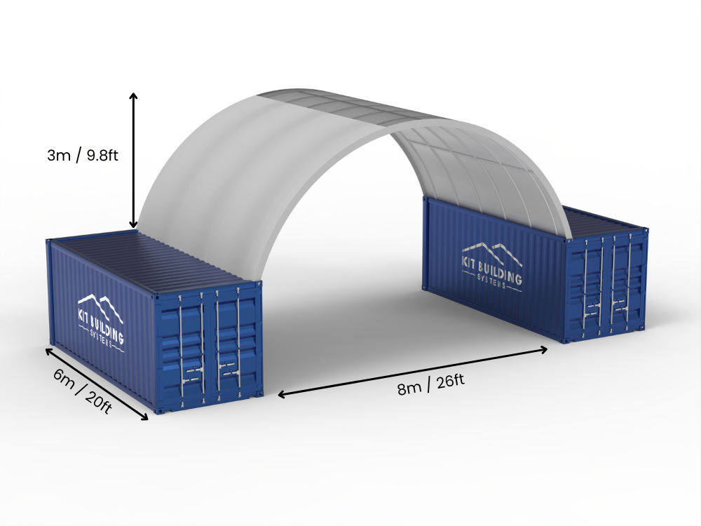 8m (26ft) Spannweite | Container-Vordächer 26ft Breite, 10ft Höhe (8m x 3m)