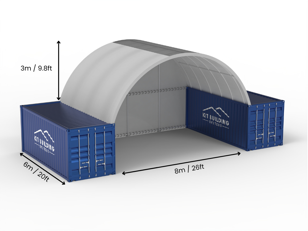 8m (26ft) Spannweite | Container-Vordächer 26ft Breite, 10ft Höhe (8m x 3m)