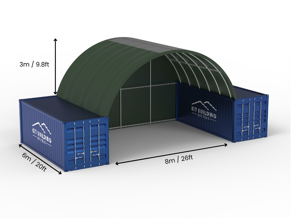 8m (26ft) Spannweite | Container-Vordächer 26ft Breite, 10ft Höhe (8m x 3m)