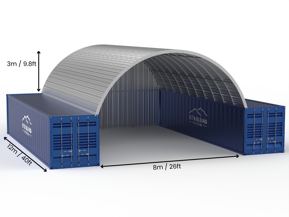 8m (26ft) Spannweite | Stahlcontainer-Vordächer 26ft Breite, 10ft Höhe (8m x 3m)