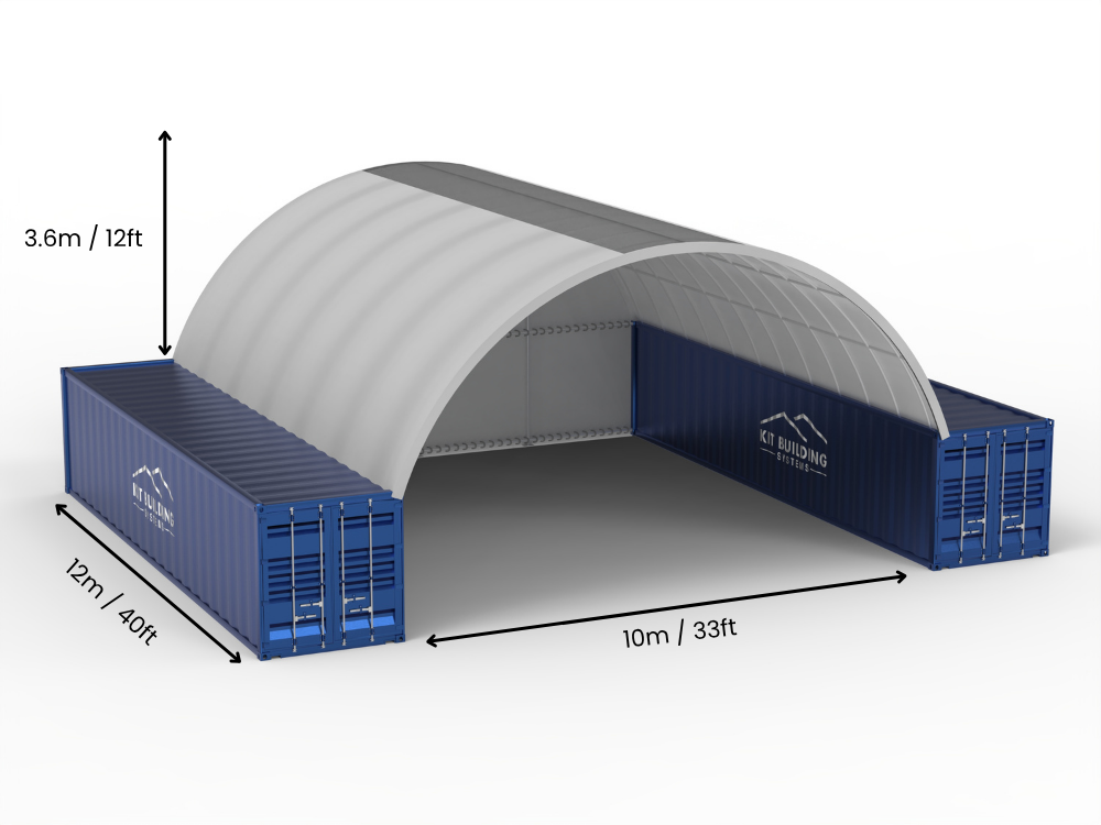10m (33ft) Spannweite | Container-Vordächer - 33ft x 12ft (10m x 3,6m)