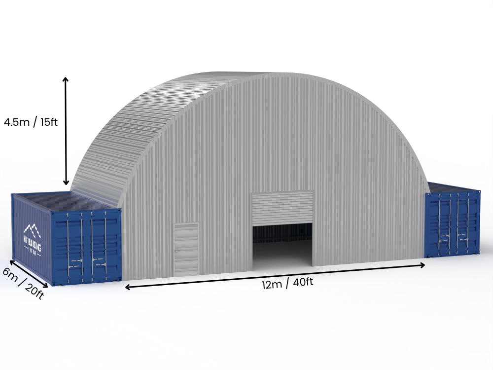 12m (40ft) Spannweite | Stahlcontainer-Vordächer - 40ft x 12ft (12m x 4,5m)