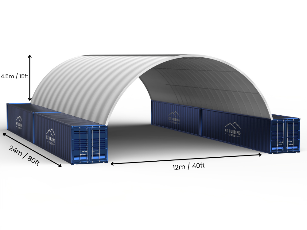 12m (40ft) Spannweite | Container-Vordächer - 40ft x 12ft (12m x 4,5m)