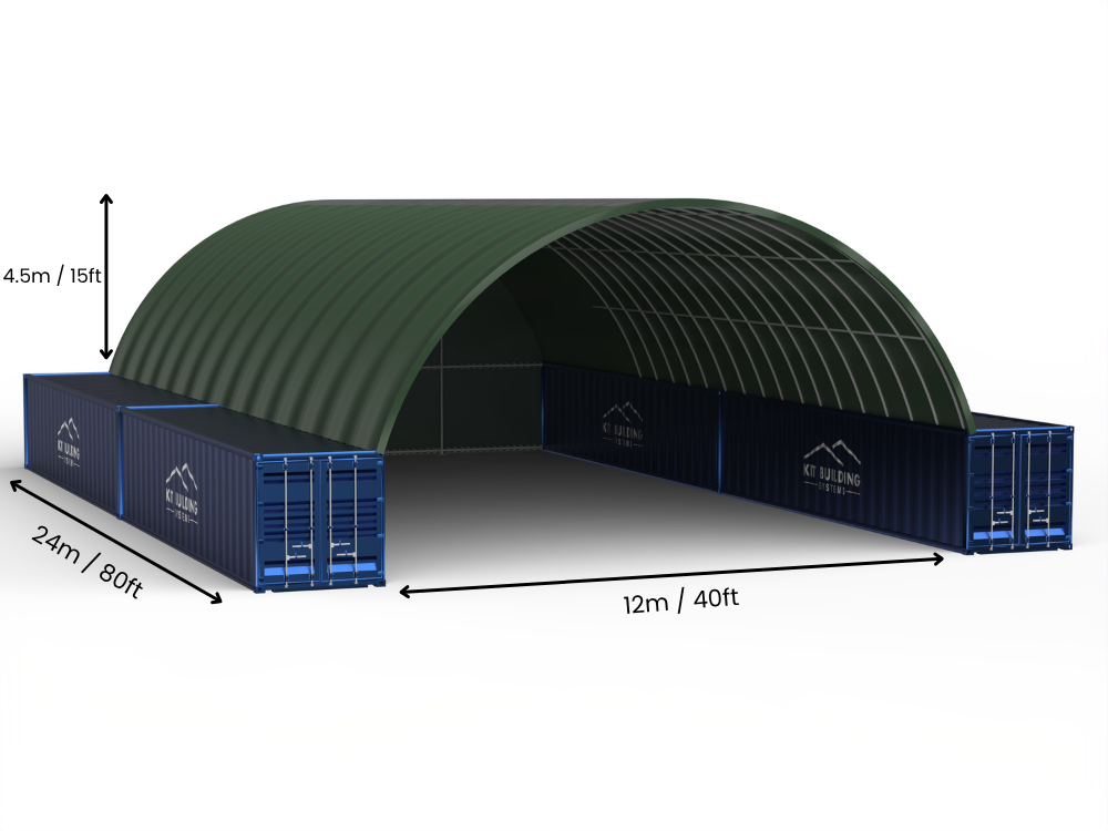 12m (40ft) Spannweite | Container-Vordächer - 40ft x 12ft (12m x 4,5m)
