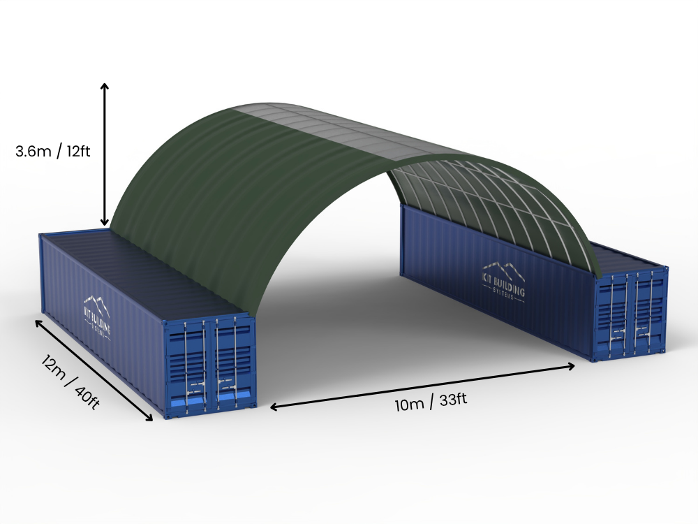 10m (33ft) Spannweite | Container-Vordächer - 33ft x 12ft (10m x 3,6m)