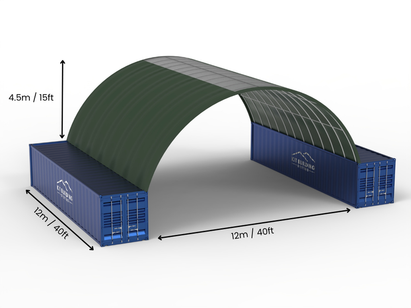12m (40ft) Spannweite | Container-Vordächer - 40ft x 12ft (12m x 4,5m)