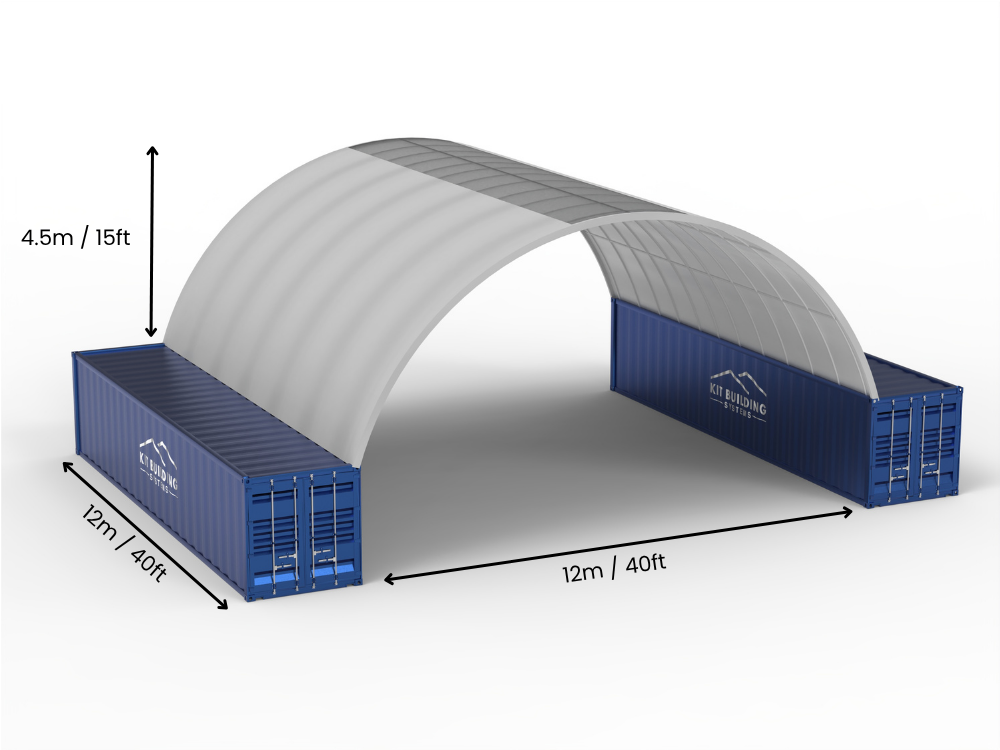 12m (40ft) Spannweite | Container-Vordächer - 40ft x 12ft (12m x 4,5m)