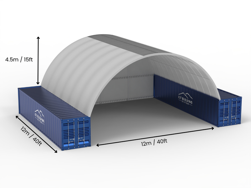 12m (40ft) Spannweite | Container-Vordächer - 40ft x 12ft (12m x 4,5m)