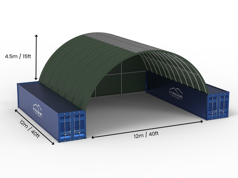 12m (40ft) Spannweite | Container-Vordächer - 40ft x 12ft (12m x 4,5m)