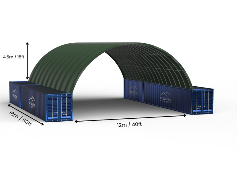 12m (40ft) Spannweite | Container-Vordächer - 40ft x 12ft (12m x 4,5m)