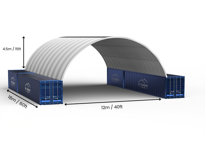 12m (40ft) Spannweite | Container-Vordächer - 40ft x 12ft (12m x 4,5m)