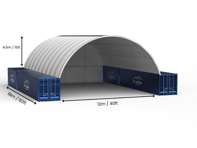 12m (40ft) Spannweite | Container-Vordächer - 40ft x 12ft (12m x 4,5m)