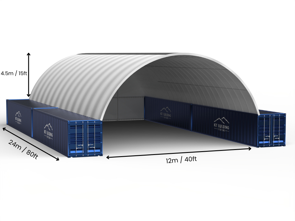 12m (40ft) Spannweite | Container-Vordächer - 40ft x 12ft (12m x 4,5m)