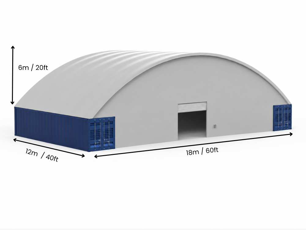 18m (60ft) Außenmontiertes PVC-Containerdach | 6m Hoch